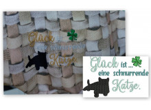 Stickserie - Spruch "Glück ist eine Katze/ein Kater."